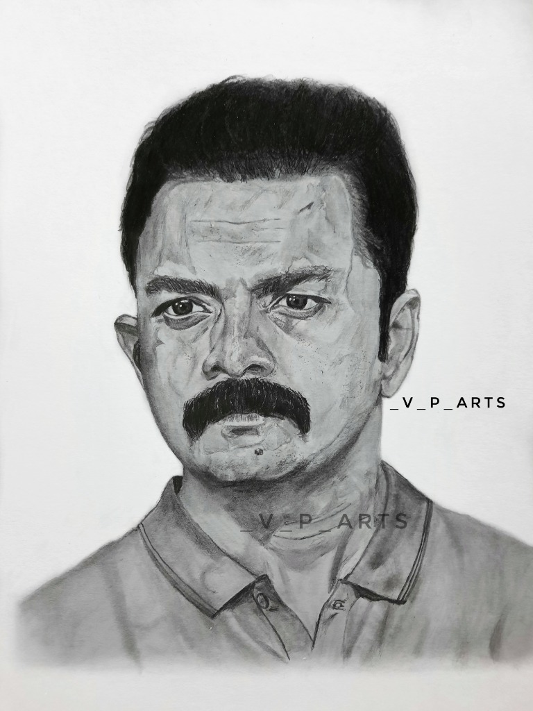 Hand-drawn graphite portrait Kerala