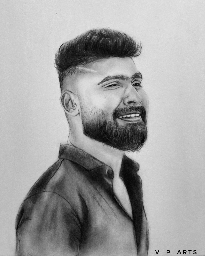Custom charcoal drawing South India