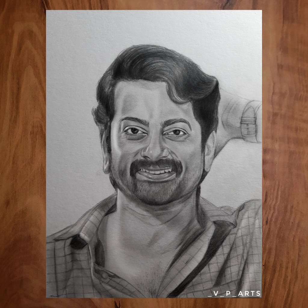 Realistic charcoal portrait artist Kerala